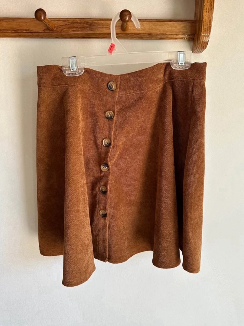 SHEIN Women’s M Button-Front Brown Suede A-Line Skirt
